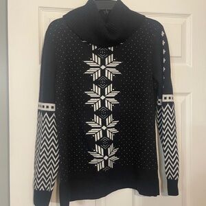 Talbots Black and White Cowl Neck Sweater